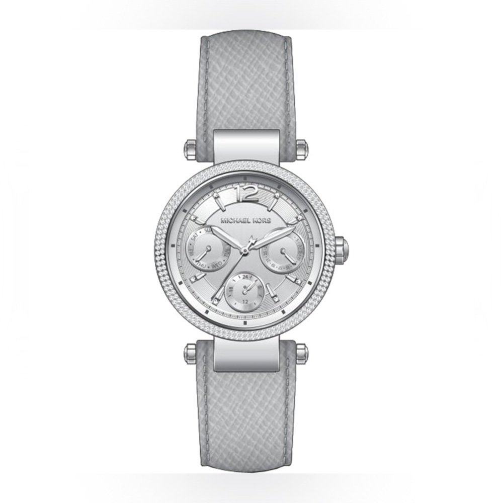 Michael Kors Elegant Gray Leather Strap Watch